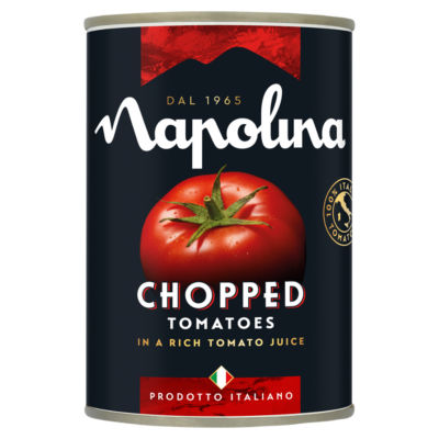 Napolina chopped tomatoes in rich tomato juice 400g, imported from the UK