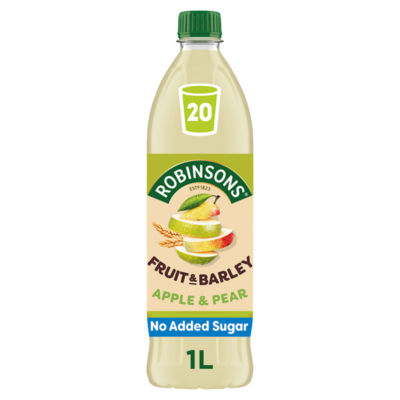 Robinsons Fruit & Barley with Vitamins Apple & Pear No Added Sugar Squash 1L