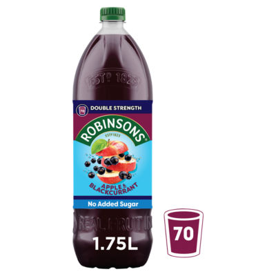Robinsons Apple Blackcurrant no added sugar squash 1.75L, from the UK