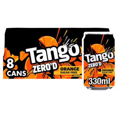 Tango Zero'd Orange Sugar Free Drink 8 x 330ml (British brand)