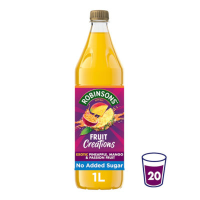 Robinsons Pineapple, Mango & Passion Fruit squash 1L, imported from the UK