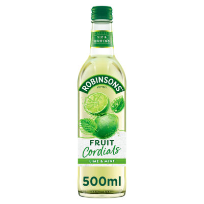 Robinsons Lime and Mint Fruit Cordial 500ml, imported from the UK