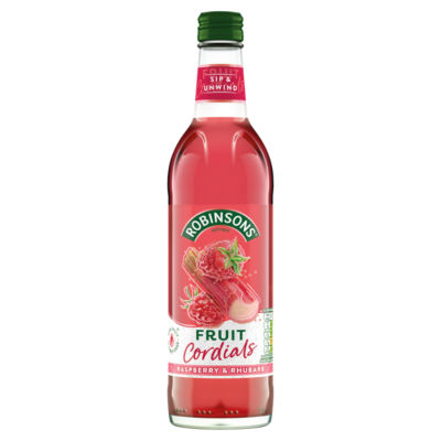 Robinsons raspberry and rhubarb fruit cordial 500ml, imported from the UK