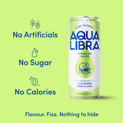 Aqua Libra Cucumber Mint & Lime Sparkling Water 4 x 330ml - British product