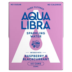 Aqua Libra Sparkling Water Raspberry & Blackcurrant 4x330ml - British product