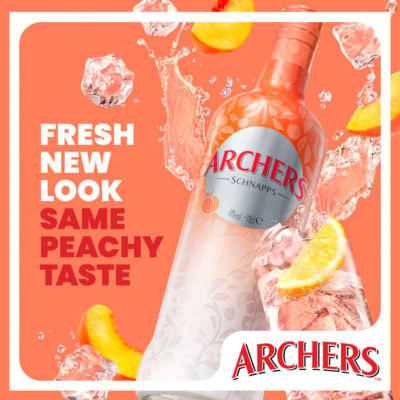 Archers peach schnapps liqueur 70cl bottle - British product