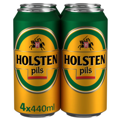Holsten Pils lager beer cans 4x440ml, UK version