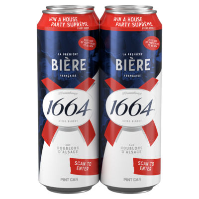 Kronenbourg 1664 Bière Blonde Premium Lager British Pack of 4 x 568ml Cans