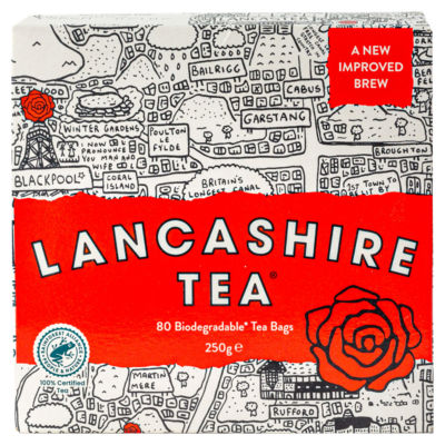 Lancashire Tea 80 Biologisk Nedbrytbare Svarte Te Poser 250g