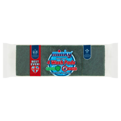 Minky Heavy Duty Wash Pads 4 Pack, imported from the UK