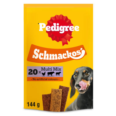 Pedigree Schmackos Multi Mix Dog Treats 20 Strips, imported from the UK