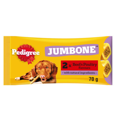 Pedigree Jumbone beef and poultry dog treats 2 chews, imported from the UK