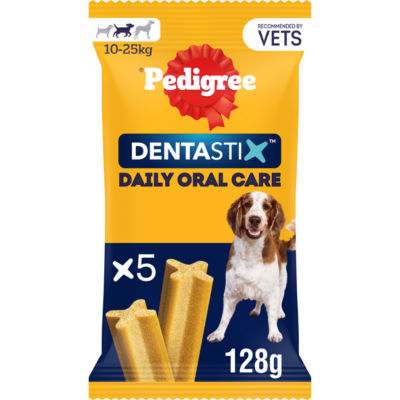 Pedigree daily dental chew sticks for medium dogs, 5 count, imported from the UK