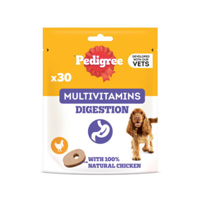 Pedigree Multivitamins Digestion soft dog chews 180g, imported from the UK