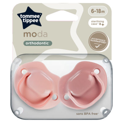 Tommee Tippee Moda Soothers with Steriliser Pod 2 Pack (British brand)