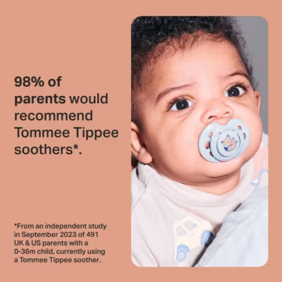 Tommee Tippee symmetrical soothers with steriliser pod for babies 18-36 months, 2-pack (British brand)