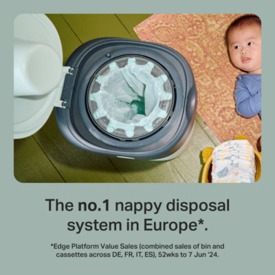 Tommee Tippee nappy bin white with refill cassette (British brand)