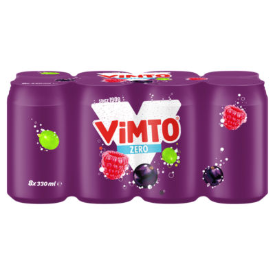 Vimto Zero Carbonated Mixed Fruit Juice Drink 8 x 330ml