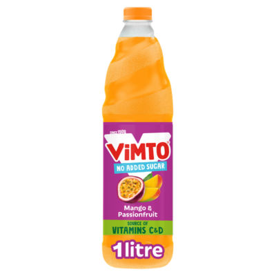 Vimto Mango & Passionfruit No Added Sugar Squash 1 Litre (British brand)