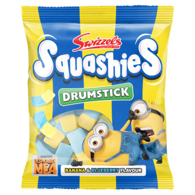 Swizzels Squashies Drumstick Banana & Blueberry flavour chewy sweets 120g (British brand)