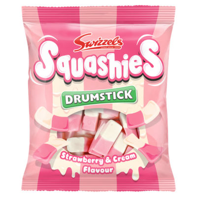 Swizzels Strawberry & Cream Flavour Squashies Drumstick 100g (British brand)