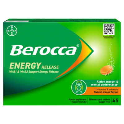 Berocca Natural Orange Flavour Effervescent Vitamin Supplement 45 Tablets