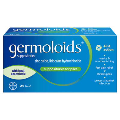 Germoloids Triple Action Haemorrhoids Suppositories 24, UK version
