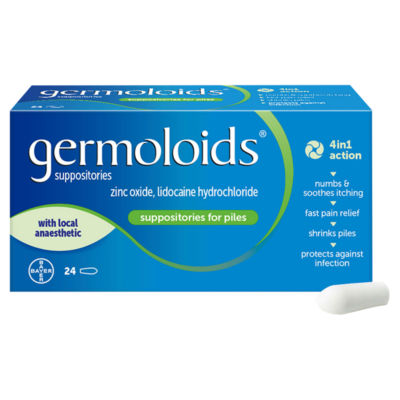 Germoloids Triple Action Haemorrhoids Suppositories 24, UK version