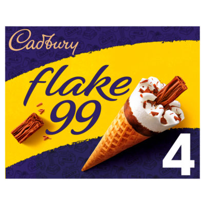 Cadbury Flake 99 Ice Cream Cones 4 x 125ml - British product