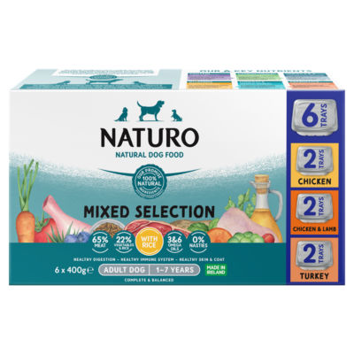 Naturo Natural Dog Food Mixed Selection with Rice Adult Dog 6 x 400g