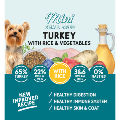 Naturo small breed turkey dog food 150g, imported from the UK