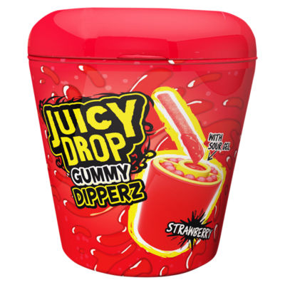 Bazooka Juicy Drop Gummy Dipperz Strawberry Raspberry Flavour Gummy Sticks