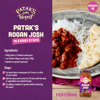 Patak's curry sauce Rogan Josh 450g, imported from the UK