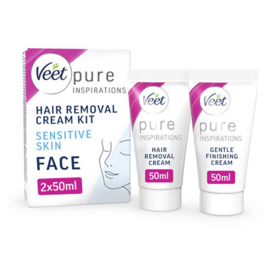 Veet hair removal cream kit for face sensitive skin 2 x 50ml (British brand)
