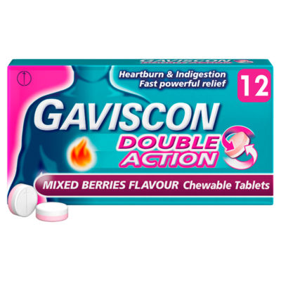 Gaviscon Double Action Mixed Berries Tablets 12 UK version
