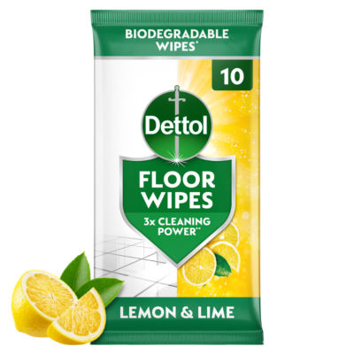 Dettol lemon and lime XL floor wipes 10 count - British product