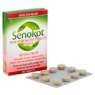 Senokot Max Strength Senna Fruit Constipation Relief Tablets 10 Tablets (British brand)