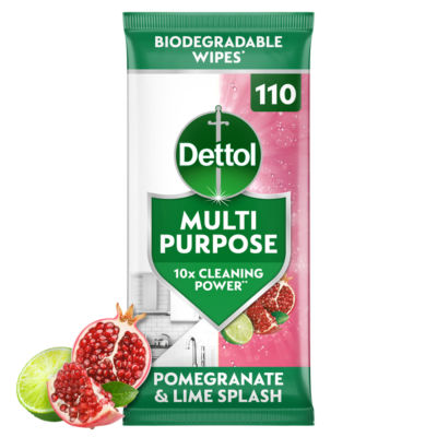 Dettol pomegranate and lime splash multi purpose wipes 110 - British product