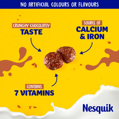 Nesquik Chocolate Breakfast Cereal 375g, imported from the UK