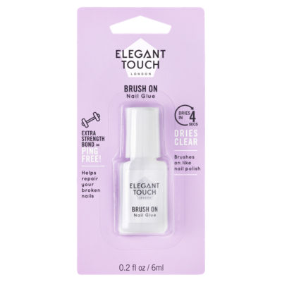Elegant Touch Brush On Nail Glue Clear 6ml - British product