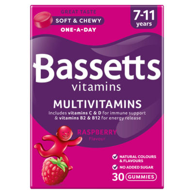 Bassetts Multivitamin Gummies for 7-11 Years Raspberry Flavour 30 Gummies
