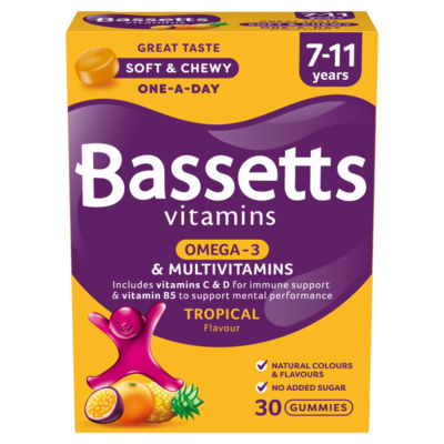 Bassetts Vitamins omega-3 multivitamin tropical flavour gummies 30 gummies - British product