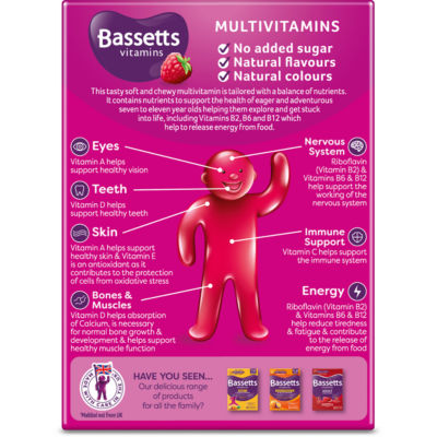 Bassetts Multivitamin Gummies Raspberry Flavour 60 Gummies - British product