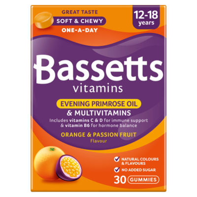 Bassetts Evening Primrose Oil Multivitamins Orange Passion Fruit 12-18 Years 30 Gummies