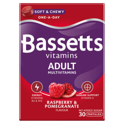 Bassetts Adult Multivitamin Pastilles Raspberry & Pomegranate 30 Count - British product