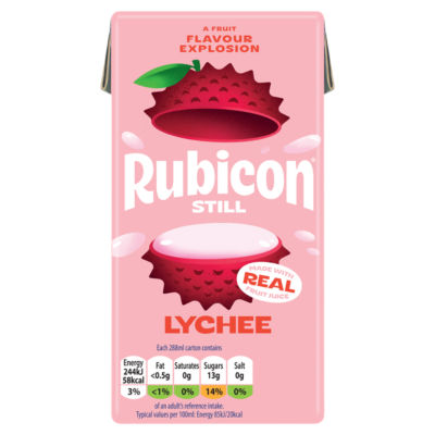 Rubicon lychee juice drink 288ml, imported from the UK