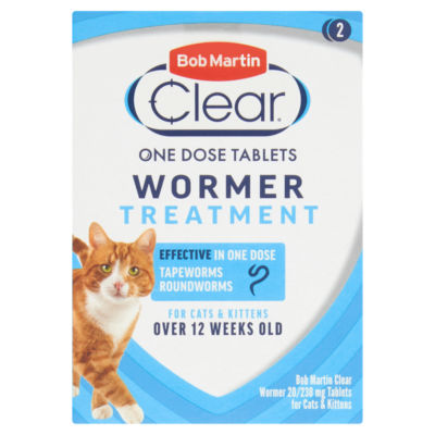 Bob Martin Clear Wormer for cats over 12 weeks 2 tablets - British product