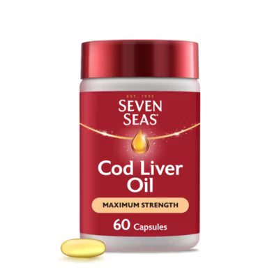 Seven Seas Cod Liver Oil Max Strength 60 Capsules (British brand)