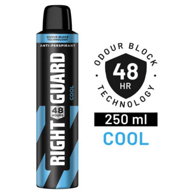 Right Guard Cool Antiperspirant Deodorant Spray 250ml, imported from the UK