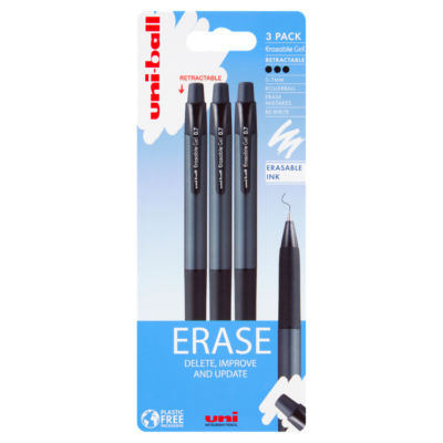 uni-ball erasable gel pens 3 pack (British brand)